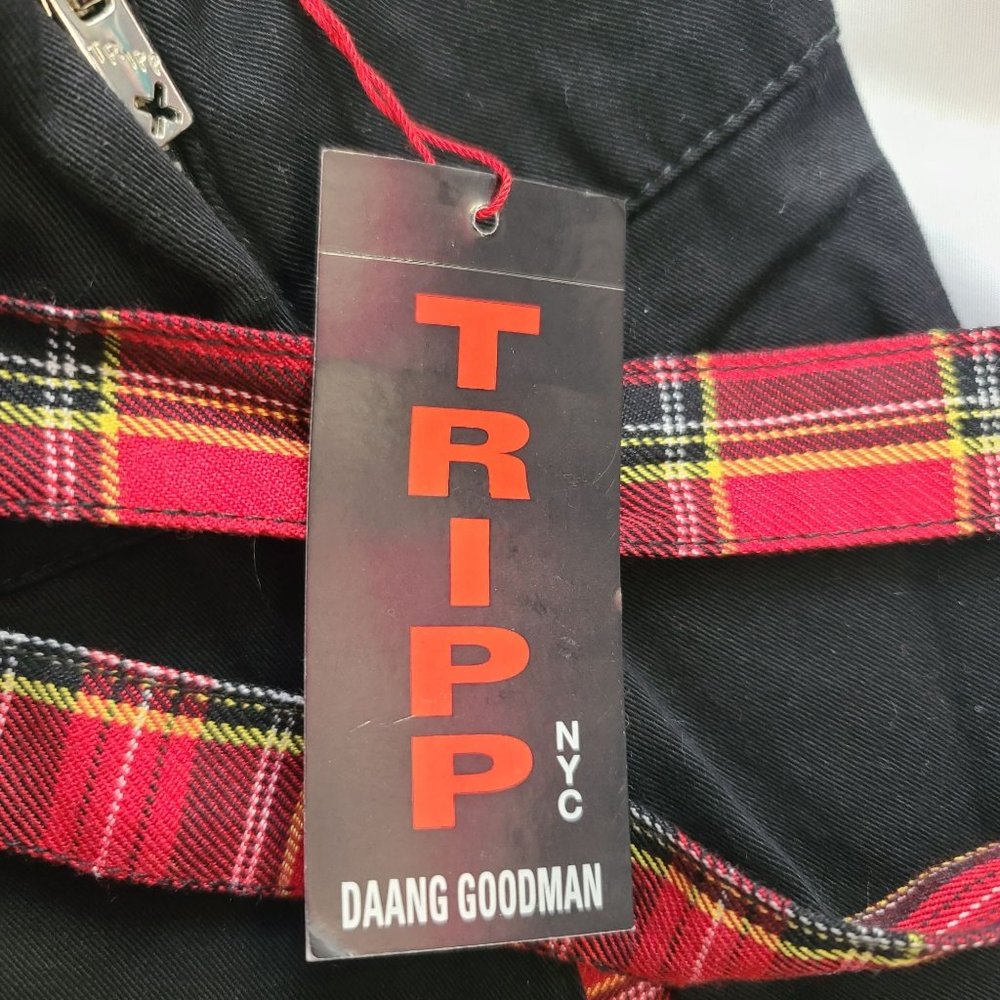 Vintage Tripp NYC Plaid Pleated Mini Skirt, Womens, Black, Red Plaid Pleats, XS - Picture 6 of 8
